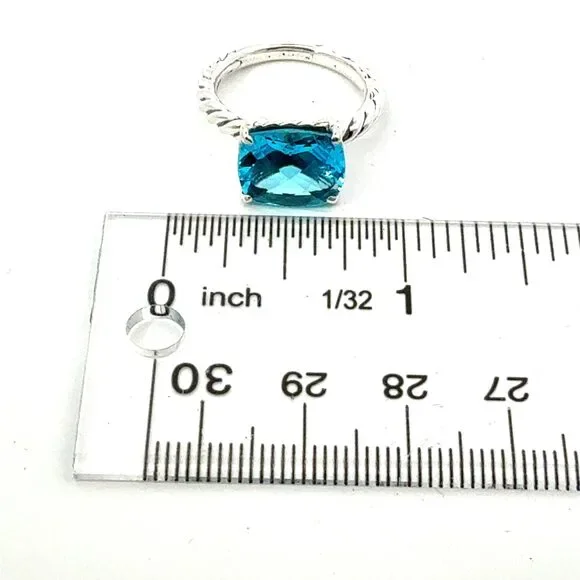 David Yurman Blue Topaz Ring Size 7 Silver Estate DY745 - Picture 5 of 5
